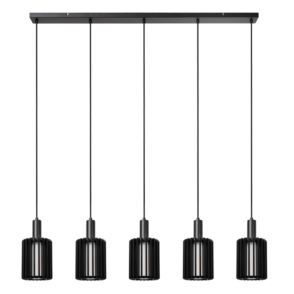 Lampe suspendue à 5 lumières Lambres Noir droit