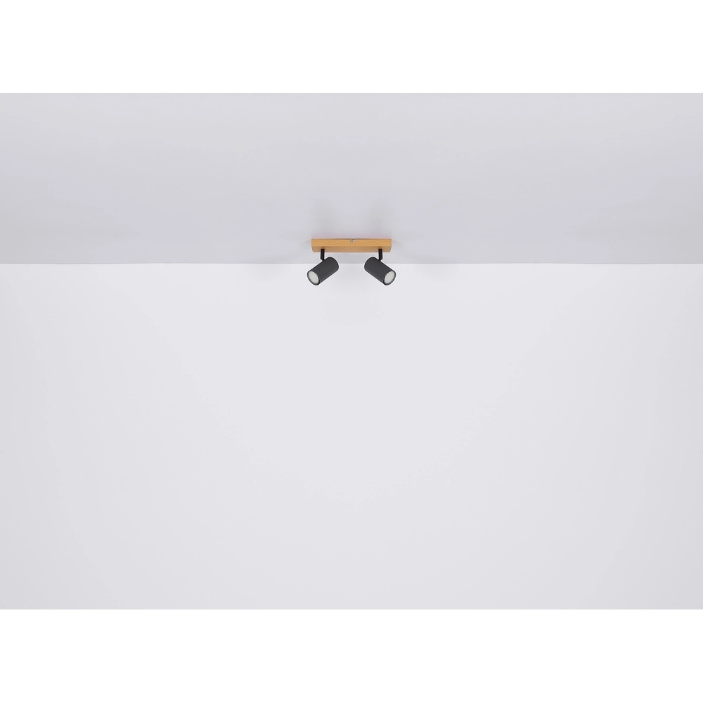 Lampe de plafond à deux lampes Robby bois Globo 9007371430529