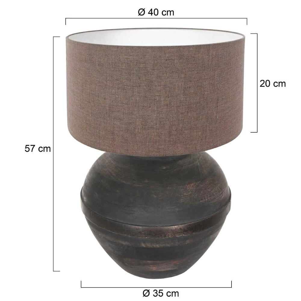 Lampe de table chic Lyons B avec abat-jour en lin taupe Steinhauer 8712746166620
