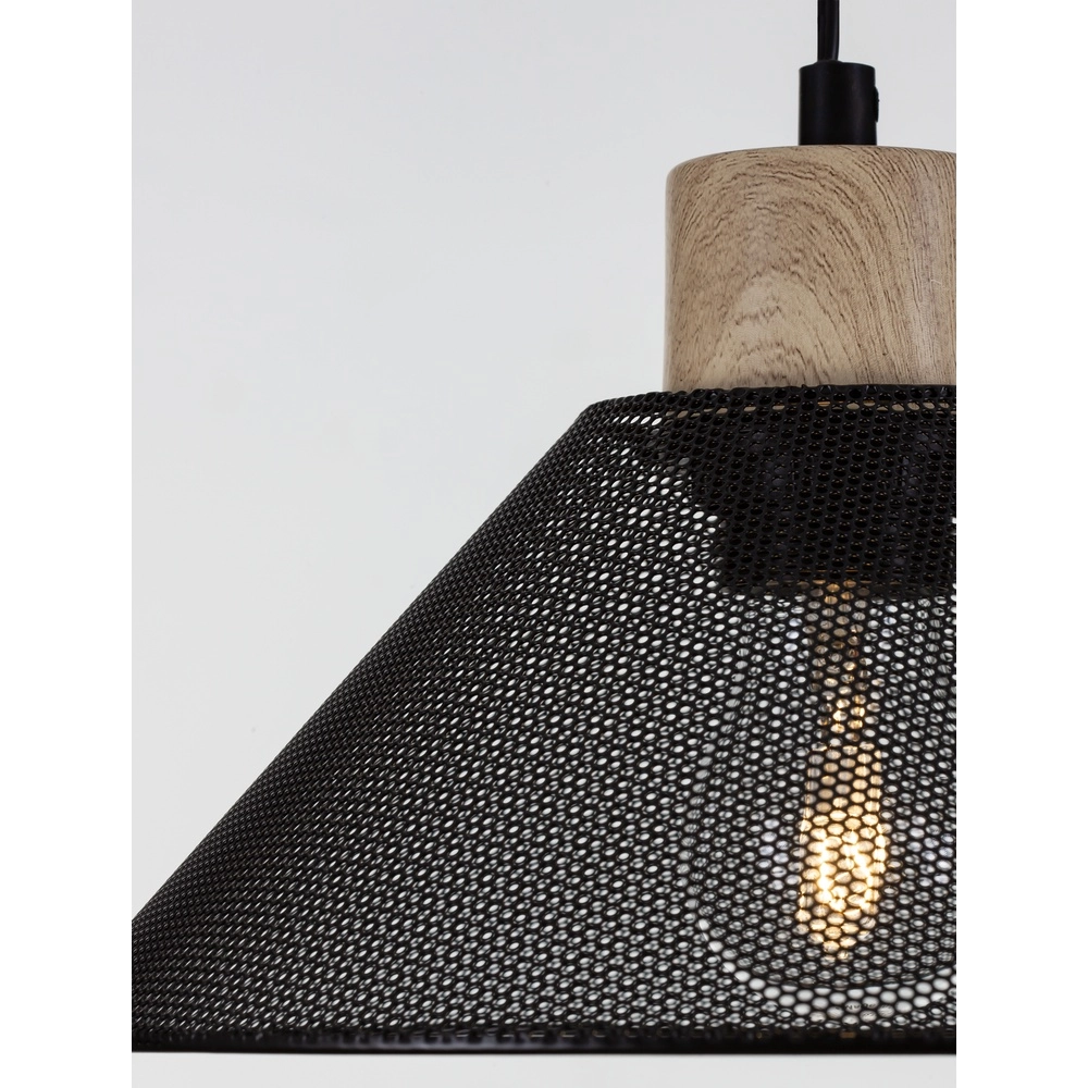 Suspension design Ian noir avec bois Lyora 5212017436245