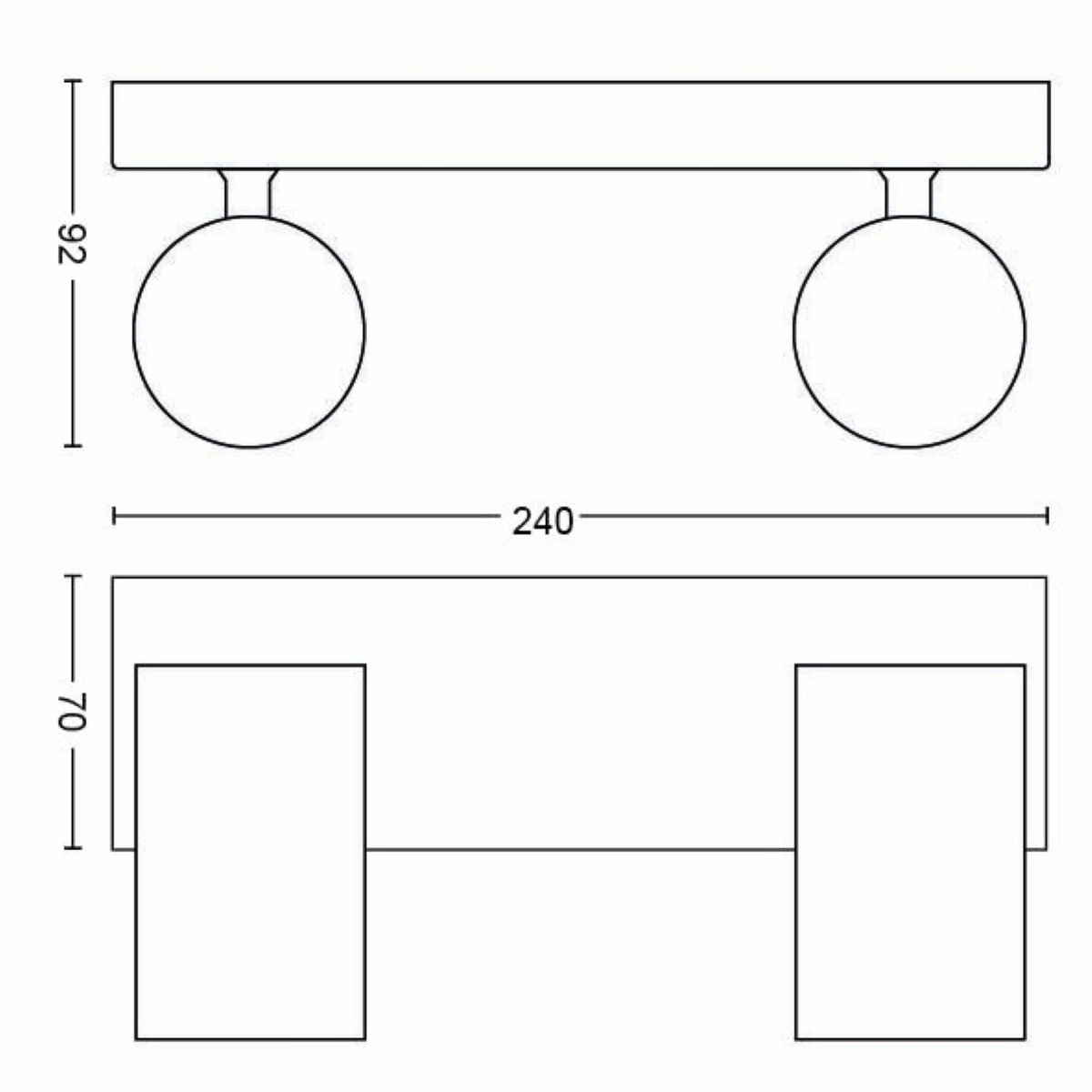 Lampe Kosipo 2 lumières noir Philips 8718696164907