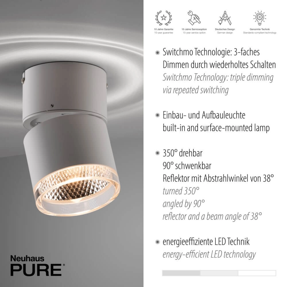 Spot en saillie blanc Pure Nola célibataire Paul Neuhaus 4012248374535