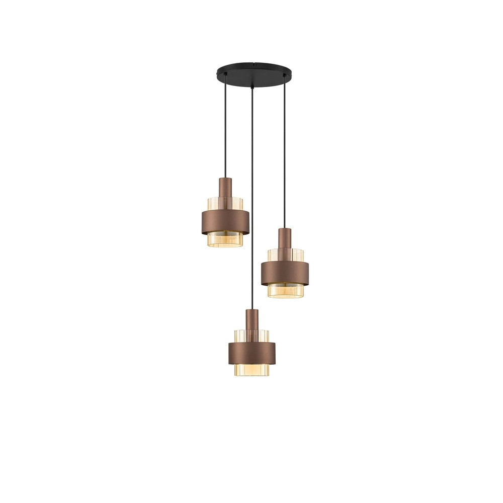 Lampe pendante moderne Serena 3 café brun clair Lyora 5212063501140