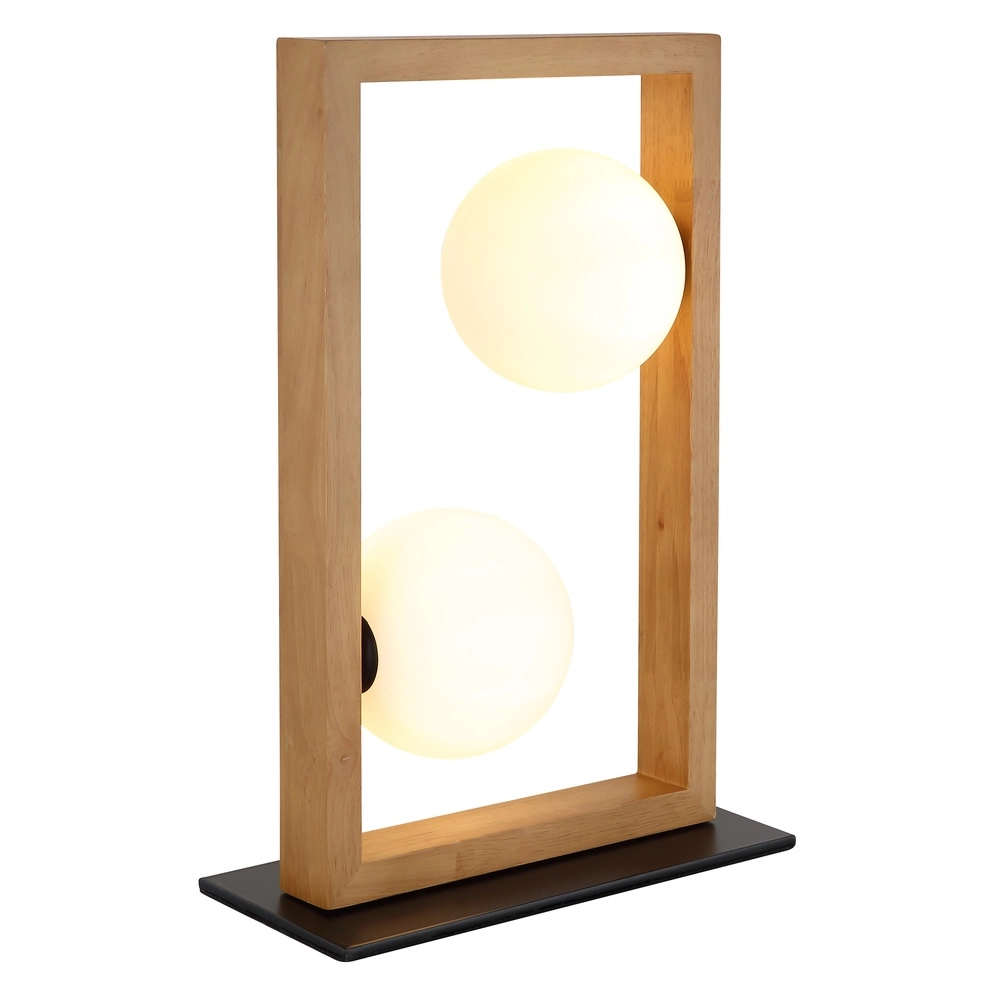 Lampe de table moderne Nanda noir avec bois