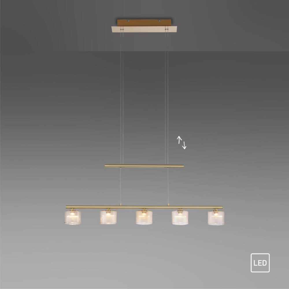 Lampe suspendue 5 lumières Hydra laiton Paul Neuhaus 4012248364987