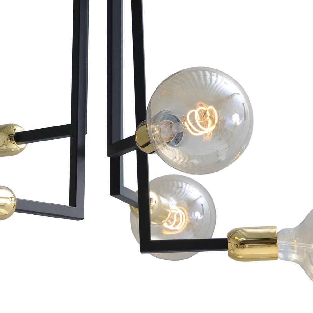 Plafonnier noir Tube 5 lumières avec garnitures dorées Masterlight 8718121188683