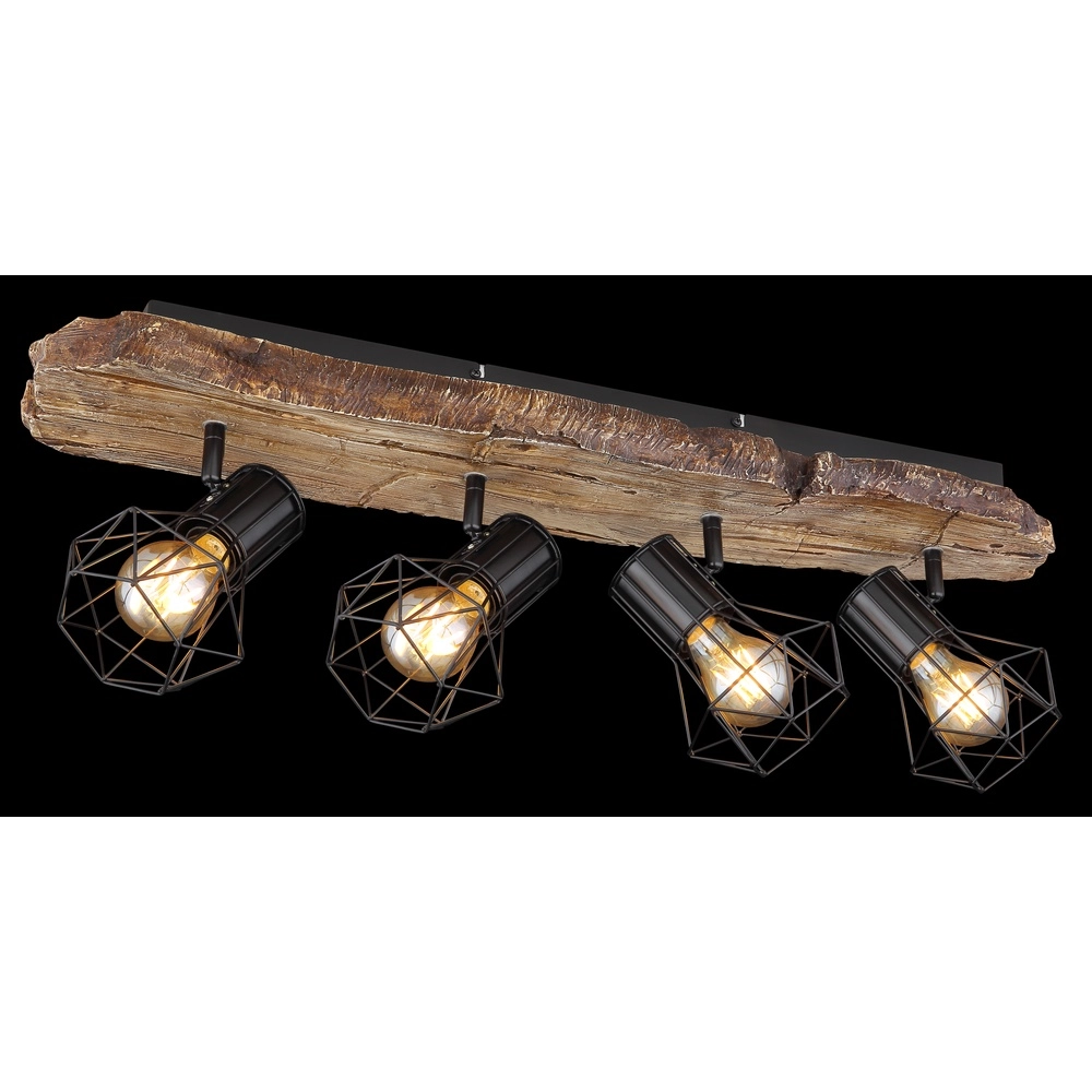 Lampe de plafond Priska 4-noir clair avec bois Globo 9007371430376