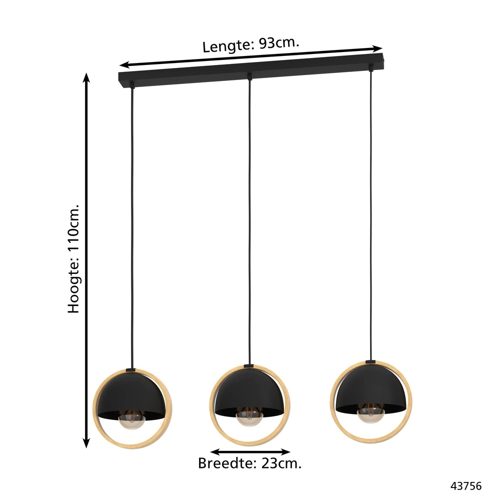 Lampe pendante scandinave Callow 3x E27 - Ø 23cm Eglo 9002759437565