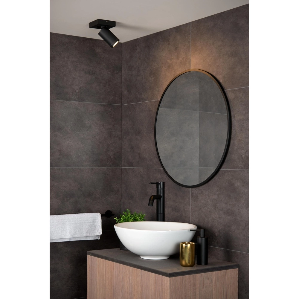 Projecteur de plafond Taylor IP44 noir simple Lucide 5411212092618