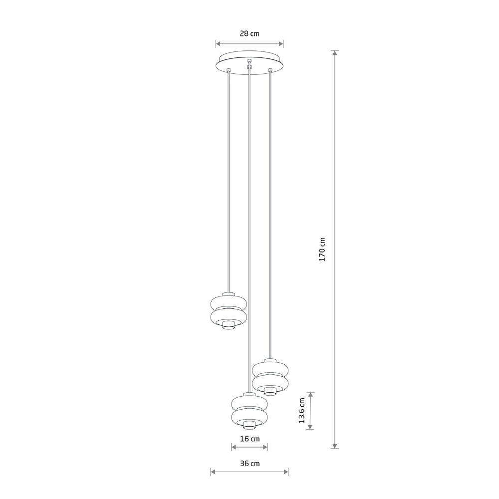 Lampe pendante de conception Lunari Led 3-gris clair Lyora 5903139119825