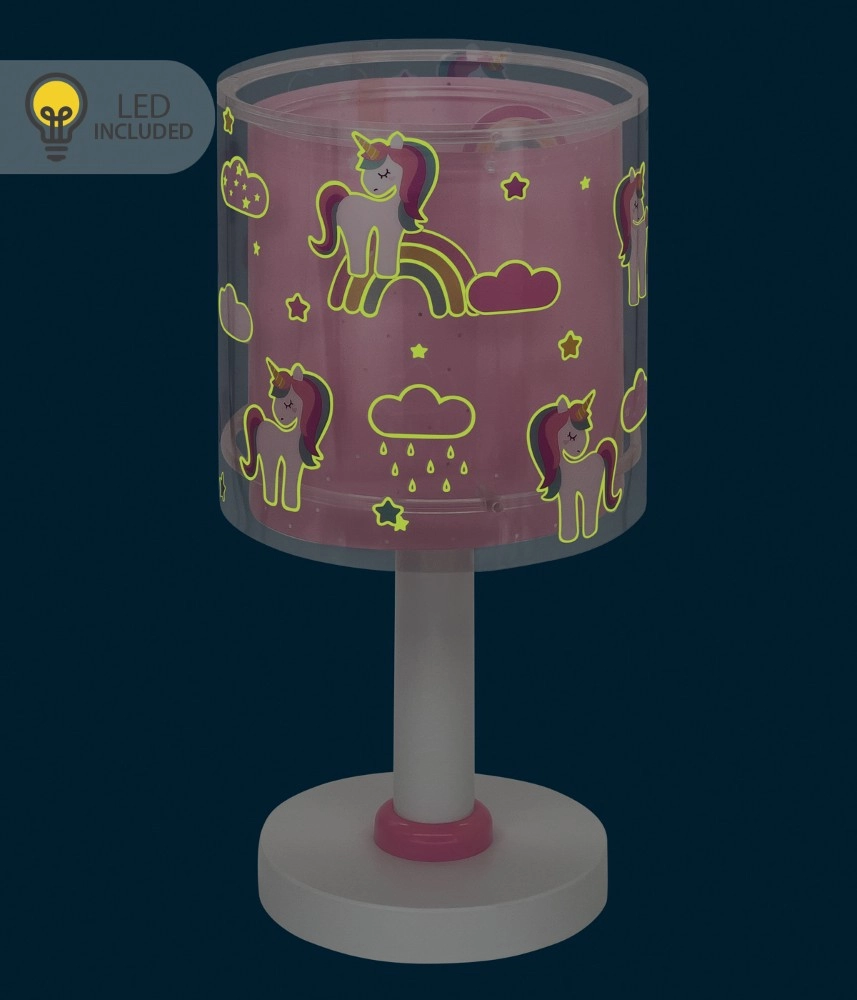 Lampe de table Unicorns rose pour chambre d’enfant Dalber 8420406002248