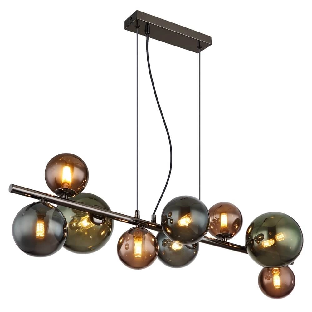 Suspension noire Riha Verre coloré 9 lumières Suspension noire Riha Verre coloré 9 lumières