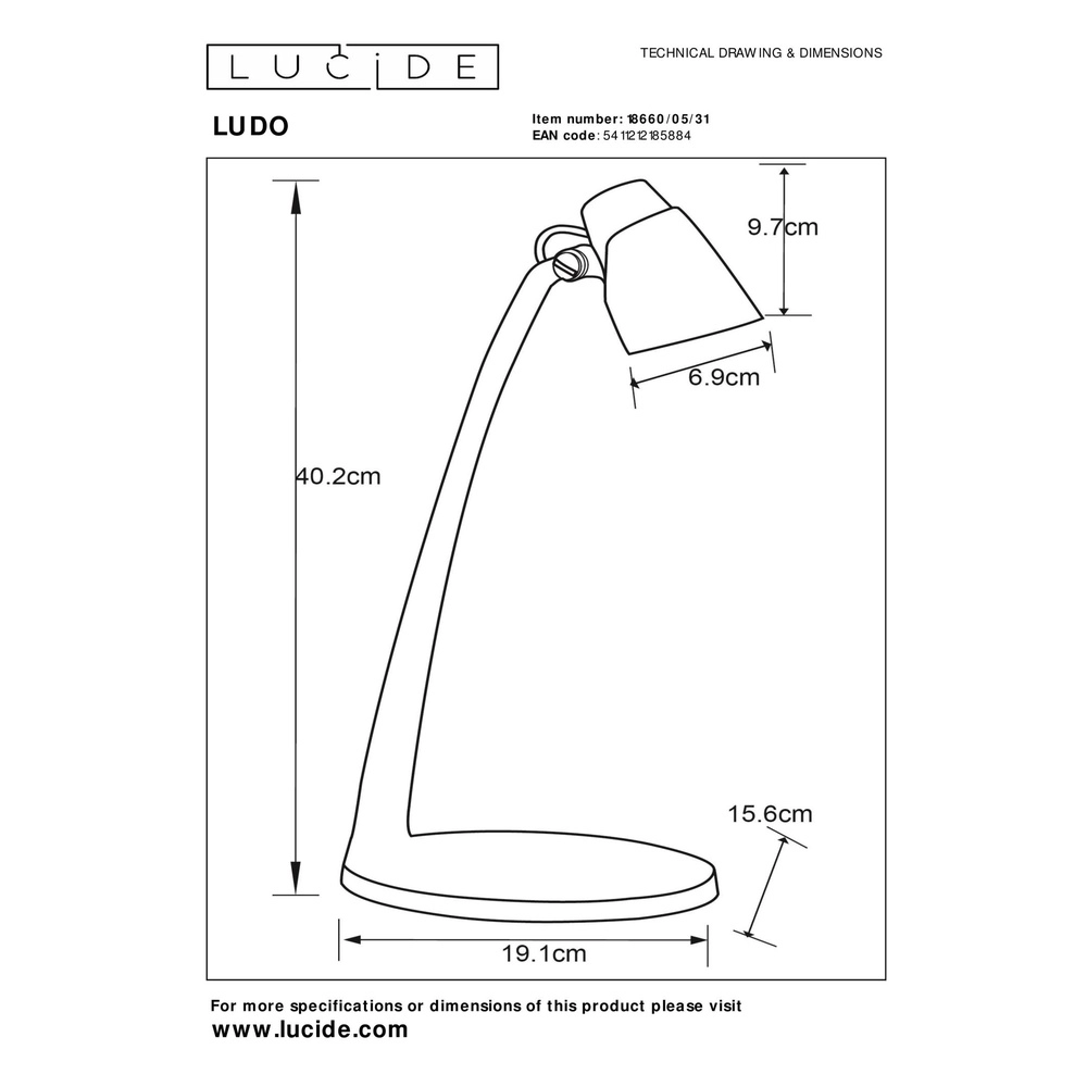 Lampe de bureau Ludo Blanc Lucide 5411212185884