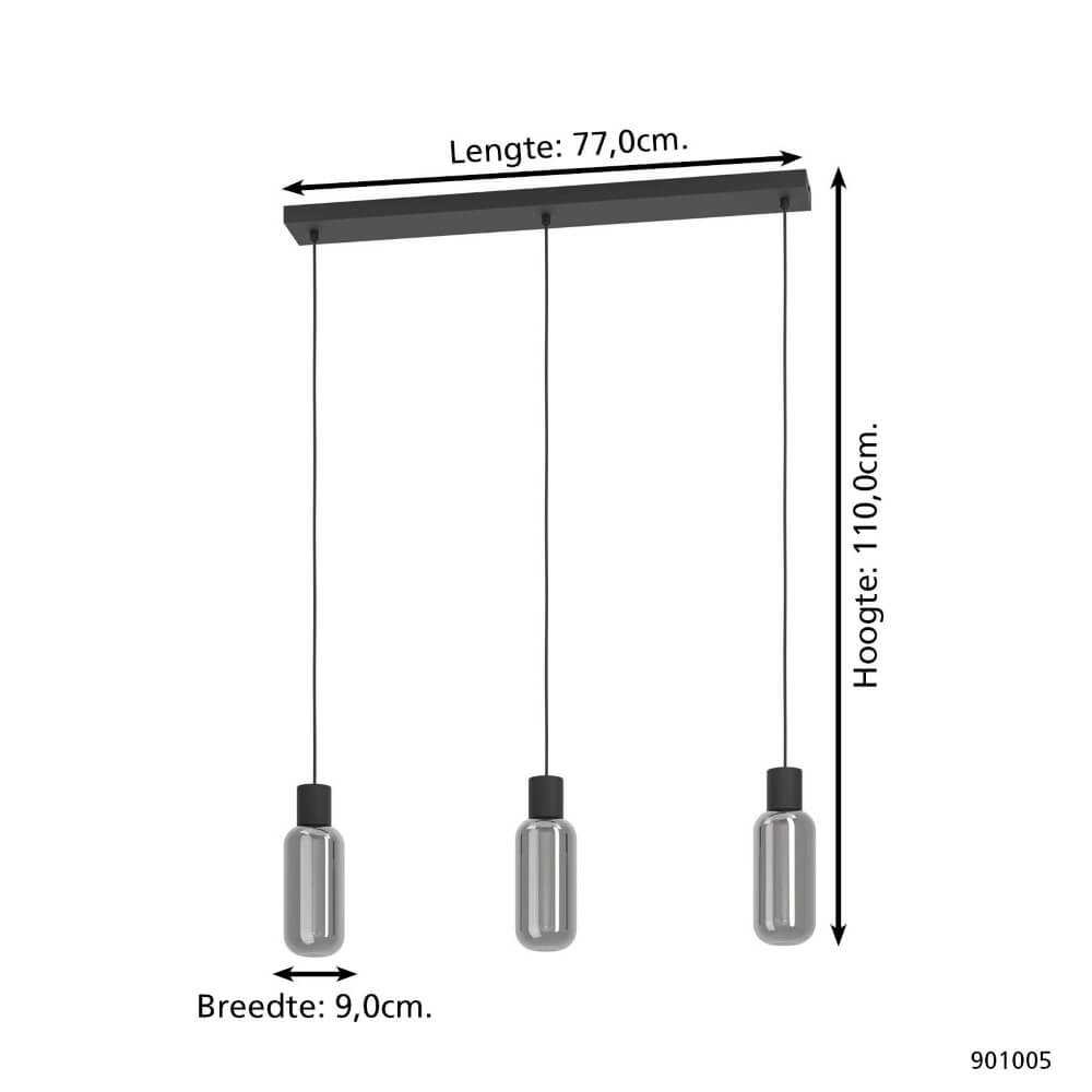 Lampe suspendue 3 lumières Majone noir Eglo 9008606295296