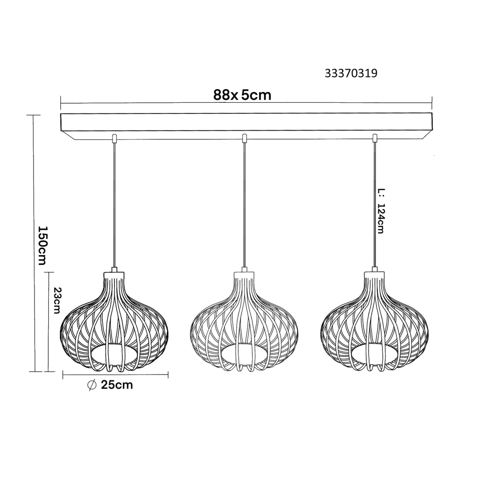 Lampe pendante de conception Mateo Crème 3 lumières Globo 9007371519880