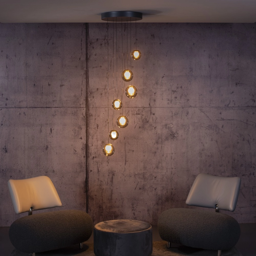 Lampe suspendue à 7 lampes Pure Popup Gris mystique Paul Neuhaus 4012248396674