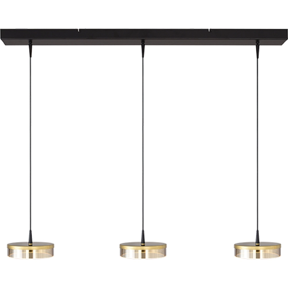 Lampe pendante à 3 lampes Imperia 100 cm noir avec or