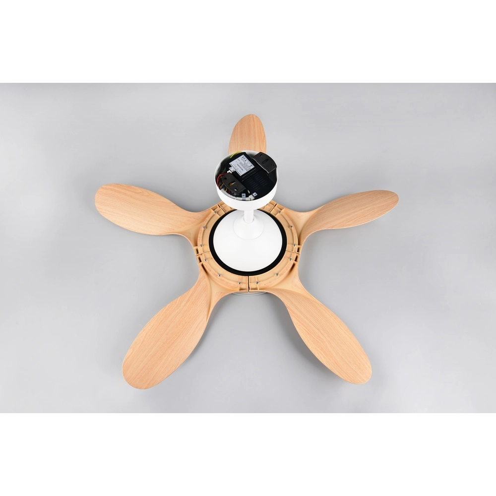 Éventail blanc Flen avec des sommets en bois Ø 108 cm Trio 4017807689297