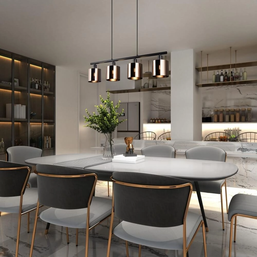 Suspension 4 lumières Jason noir avec bronze cuivré Trio 4017807641172