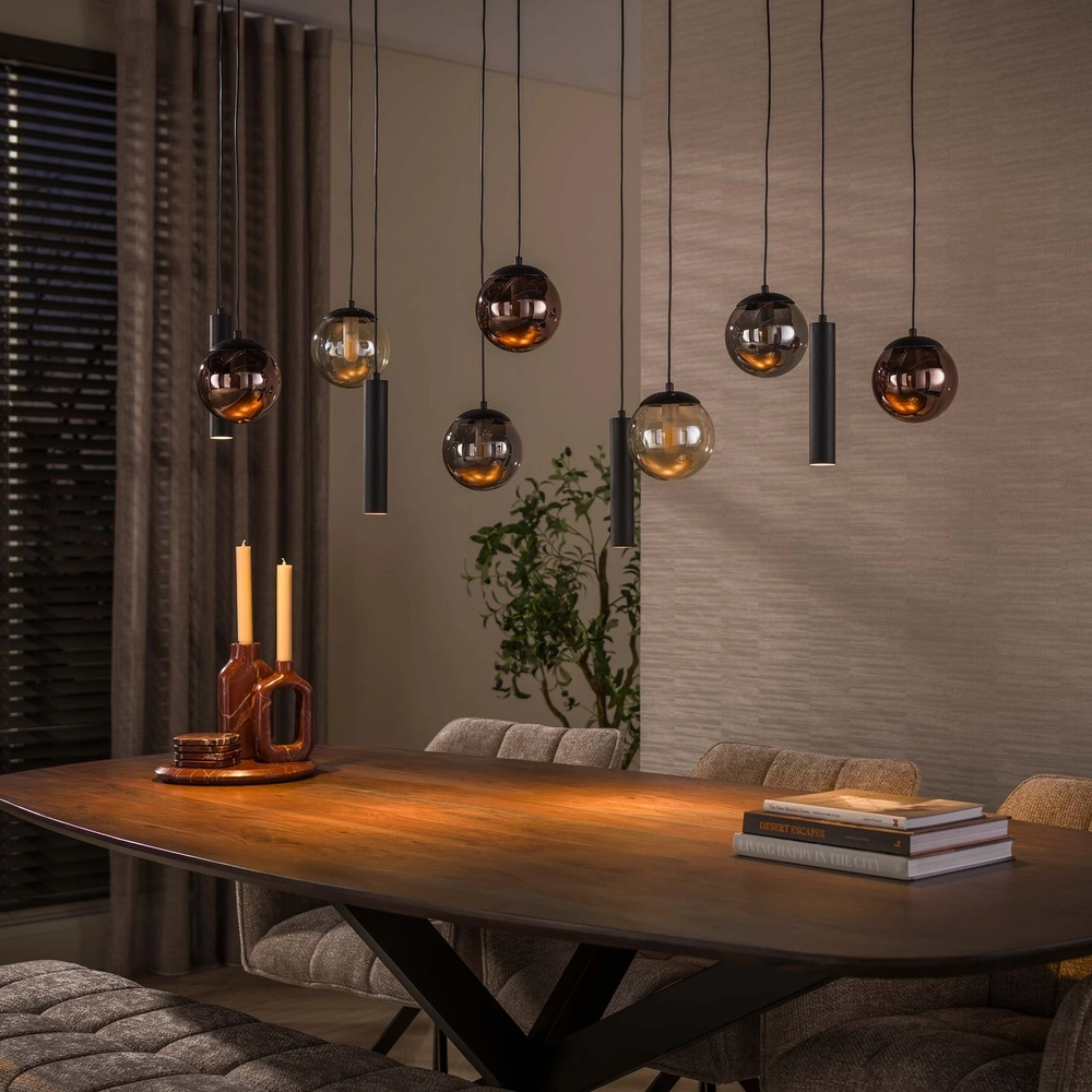 Conception de la lampe suspendue Orb 11 lumières noires Lyora 8716803514966