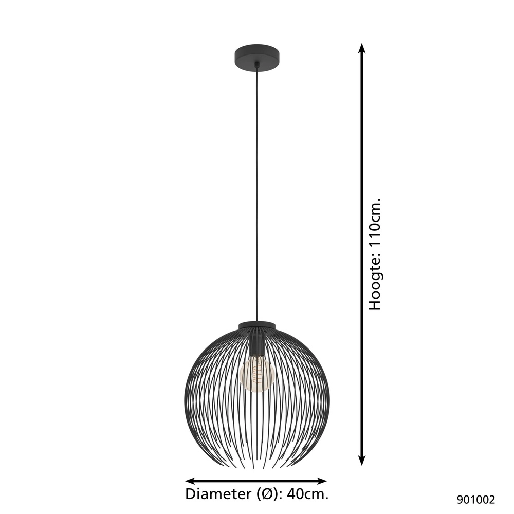 Lampe suspendue à fil noir Venezuela Ø 40cm Eglo 9008606282258