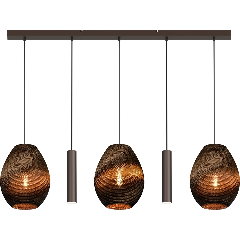 Lampe suspendue à 5 lumières Carta Pineapple Cacao à capuchon de papier de pensée