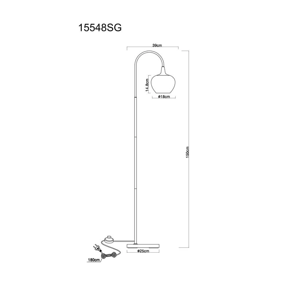 Lampadaire noir Maxy avec verre rouge simple Globo 9007371459988