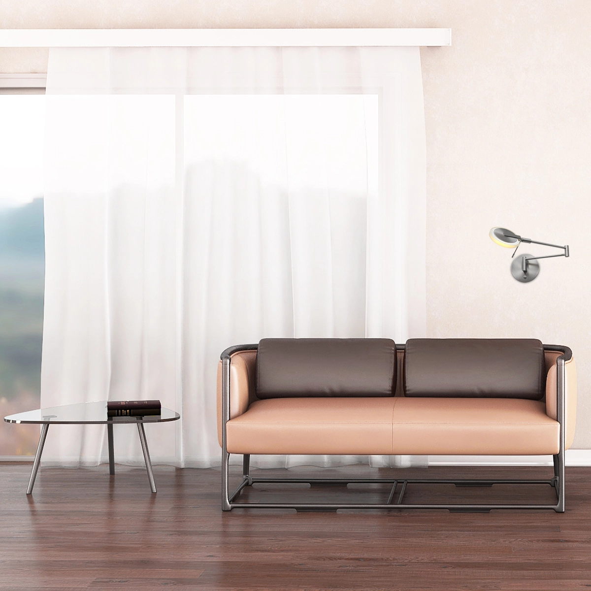 Lampe de lecture murale LED Turound 10w - 2700K - 62cm verre clair inox Steinhauer 8712746133370