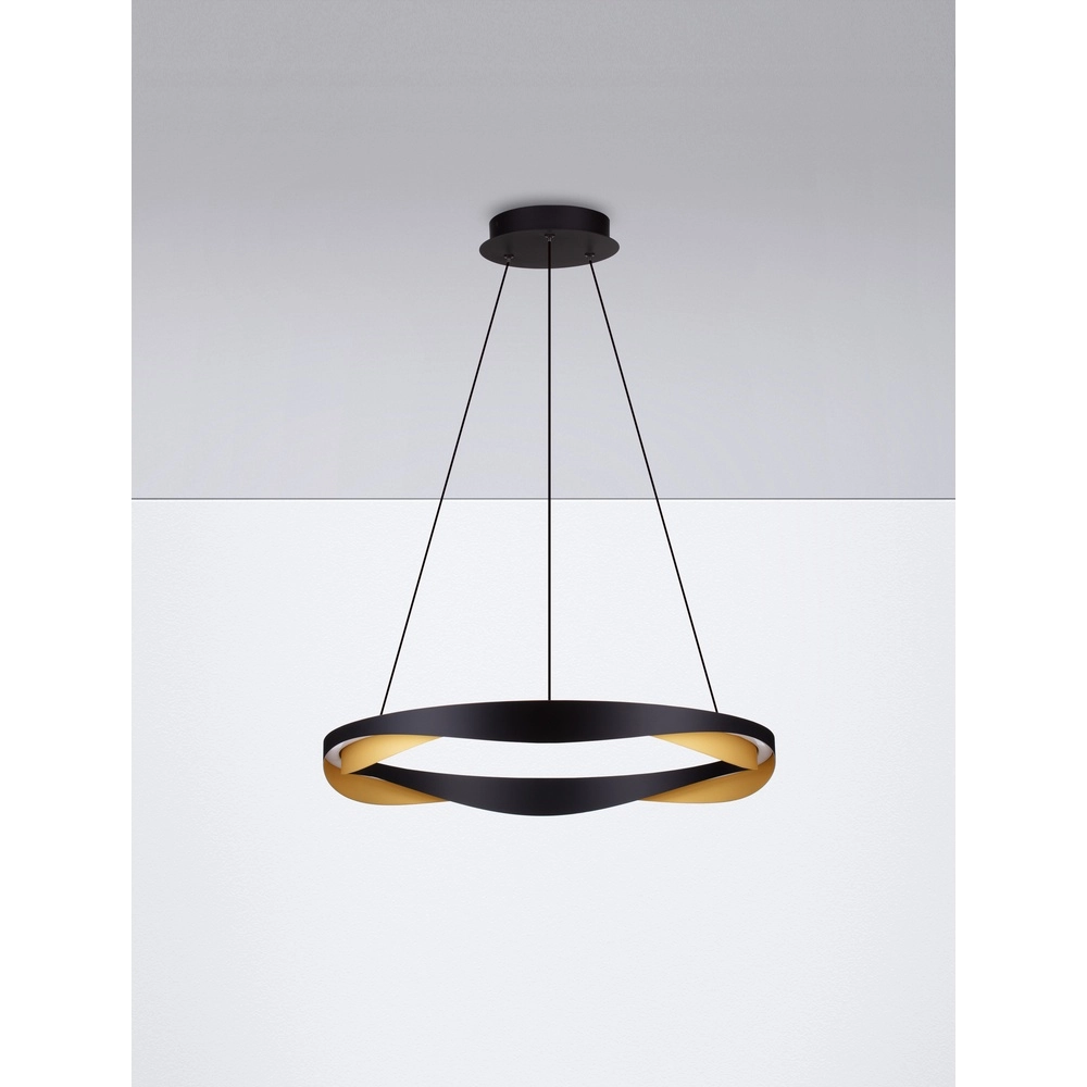 Suspension Radon Ø 65cm noir avec or Lyora 5212017452504
