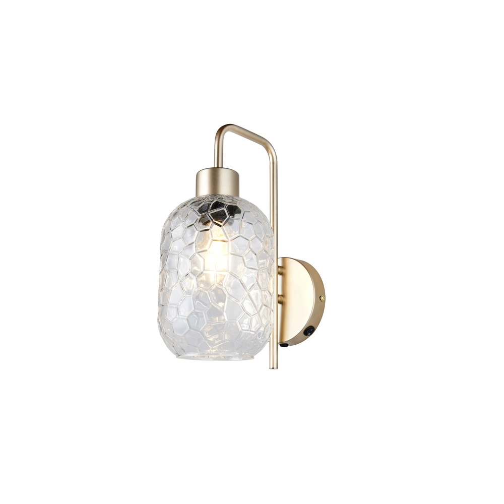 Lampe murale Emelie Or avec verre fumé