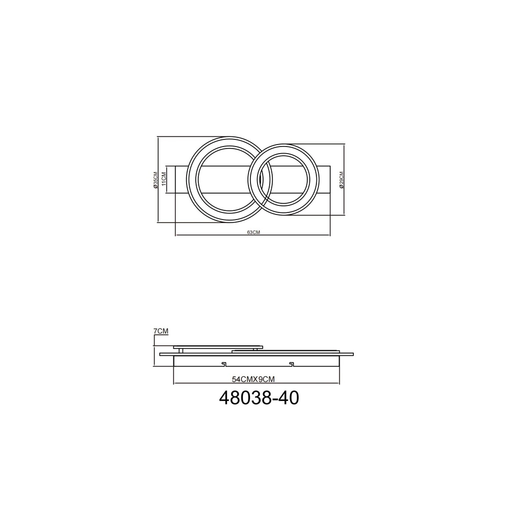 Lampe de plafond à design Jayden Noir avec 3 anneaux en bois Globo 9007371468409