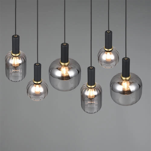 Lampe suspendue pour salle à manger Diva 6 lumières - verre fumé Trio 4017807614572