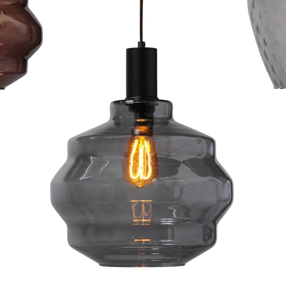 Lampe suspendue 5 lumières - noire - Porto avec des lunettes différentes Masterlight 8718121270395