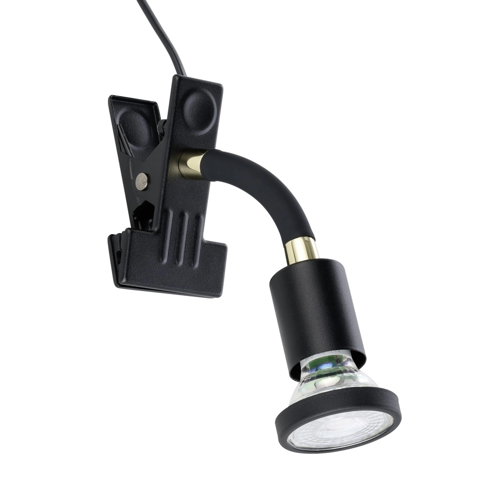 Emplacement de pince Parrini interrupteur - noir/laiton - 1x GU10