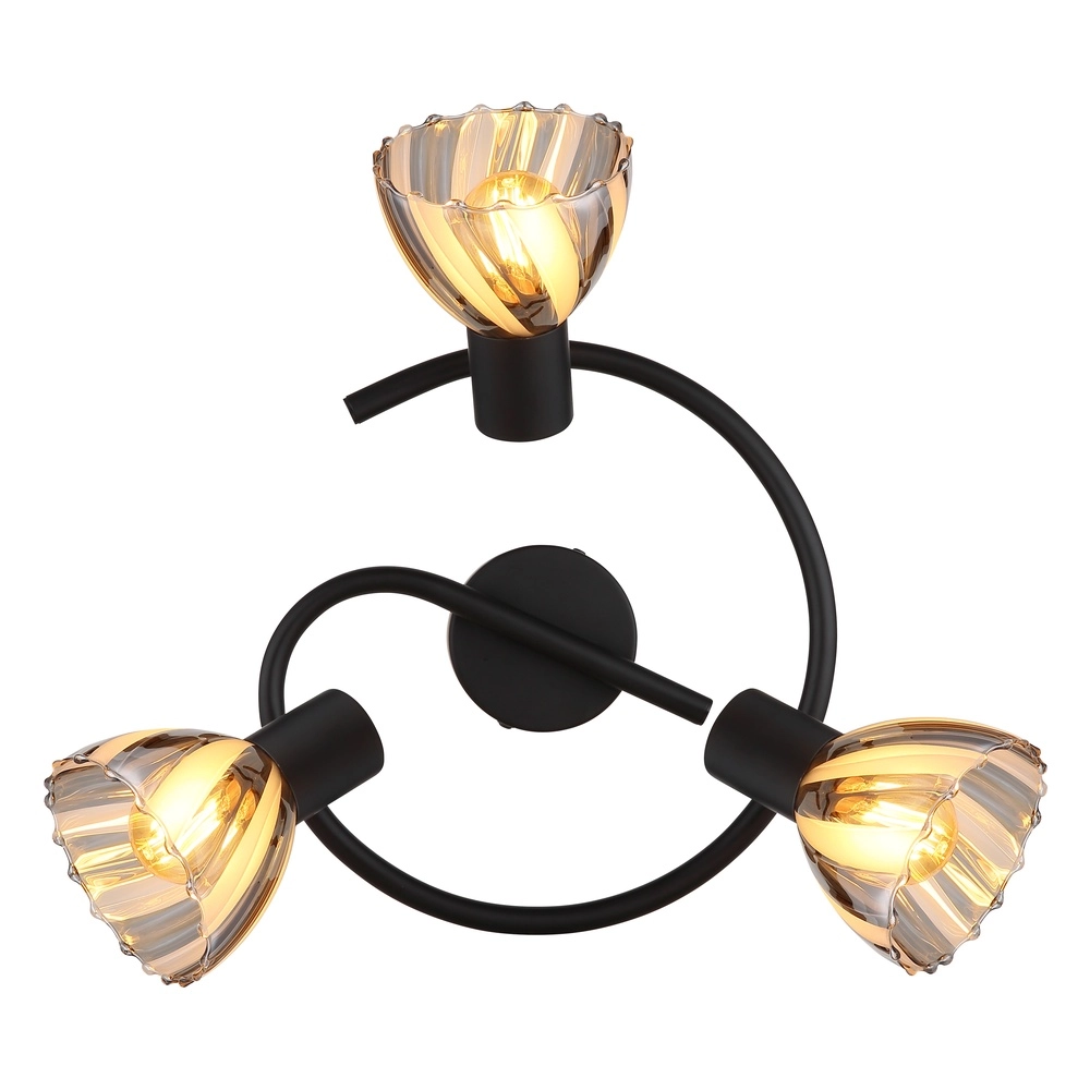 Lampe de plafond à 3 lampes Zachery Noir Globo 9007371525508