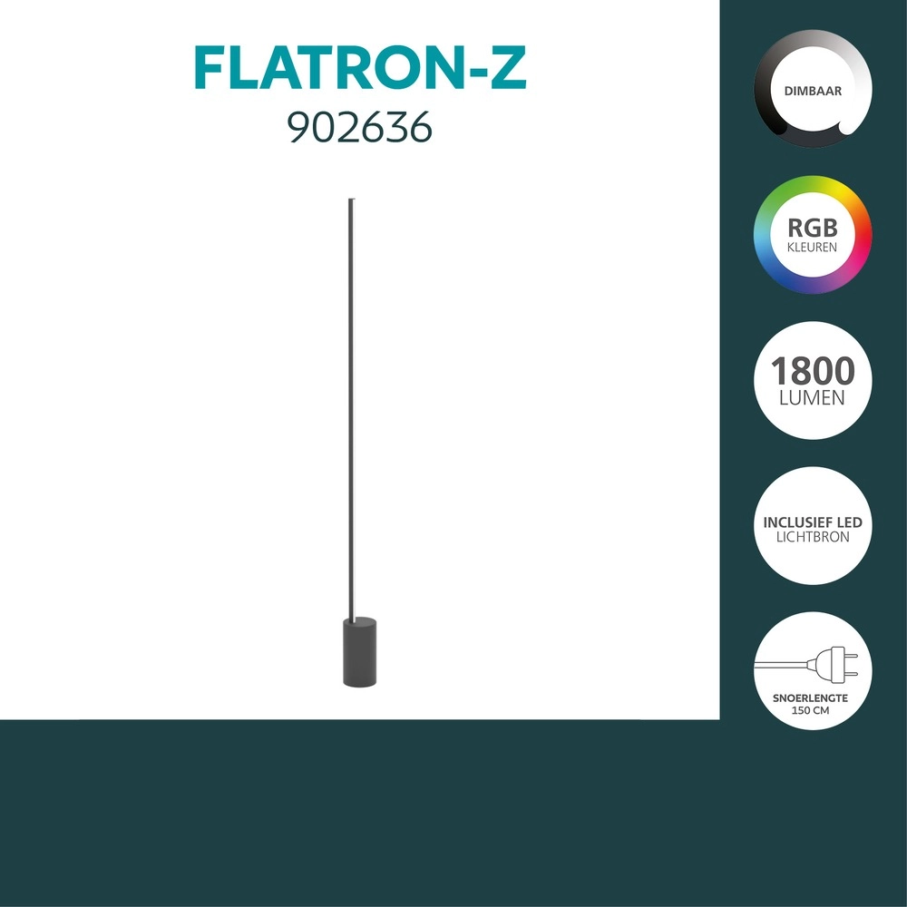 Lampe de pied intelligente Flatron-Z Noir Eglo 9008606390601