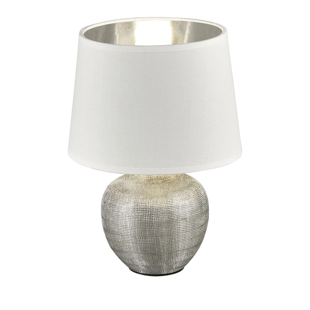 Lampe de table Luxor 26cm argent avec blanc Lampe de table Luxor 26cm argent avec blanc