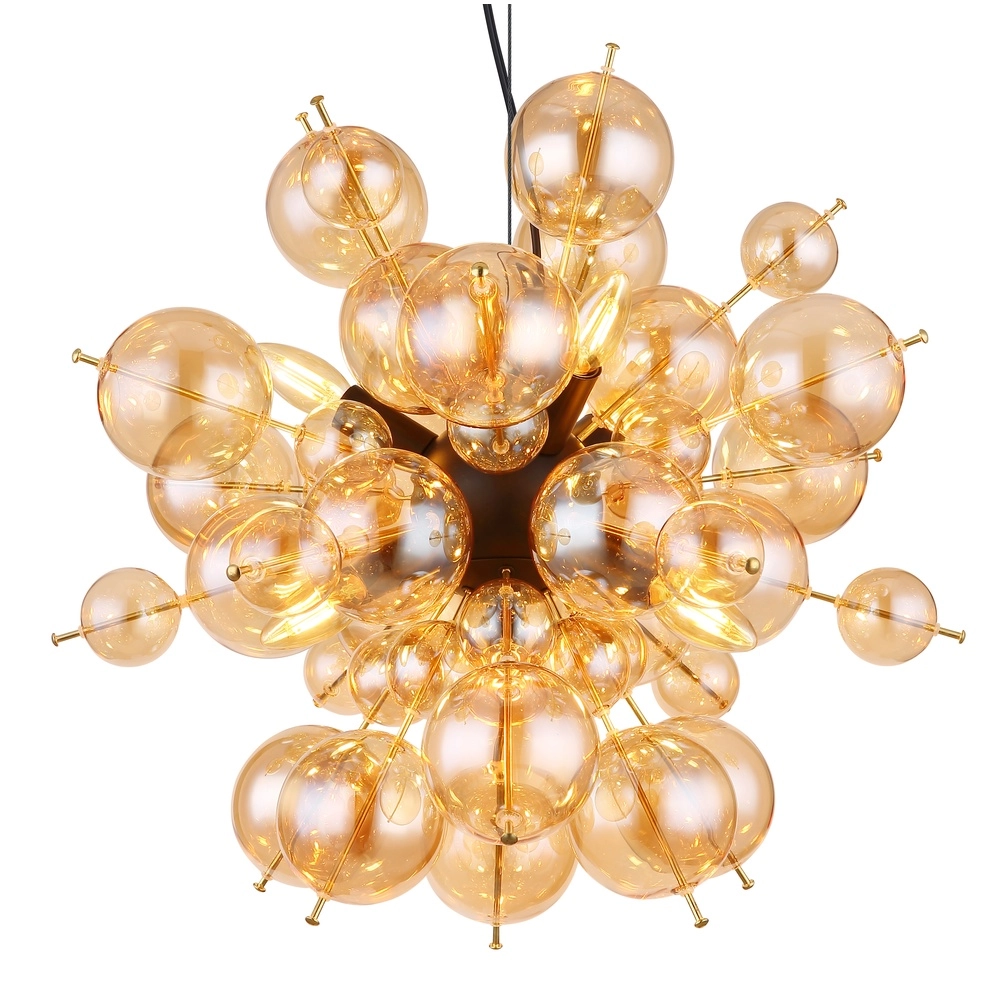 Lampe pendante unique Udo Verre ambré Ø 55cm Globo 9007371446643