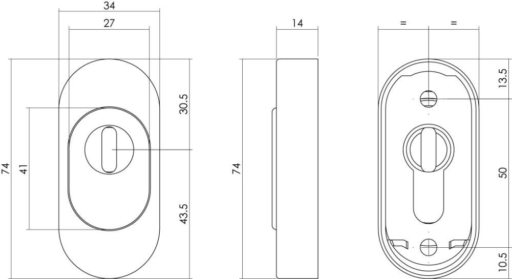 Rosace de sécurité Salus protection anti-traction du noyau coulissant en acier inoxydable Intersteel 8714186445945