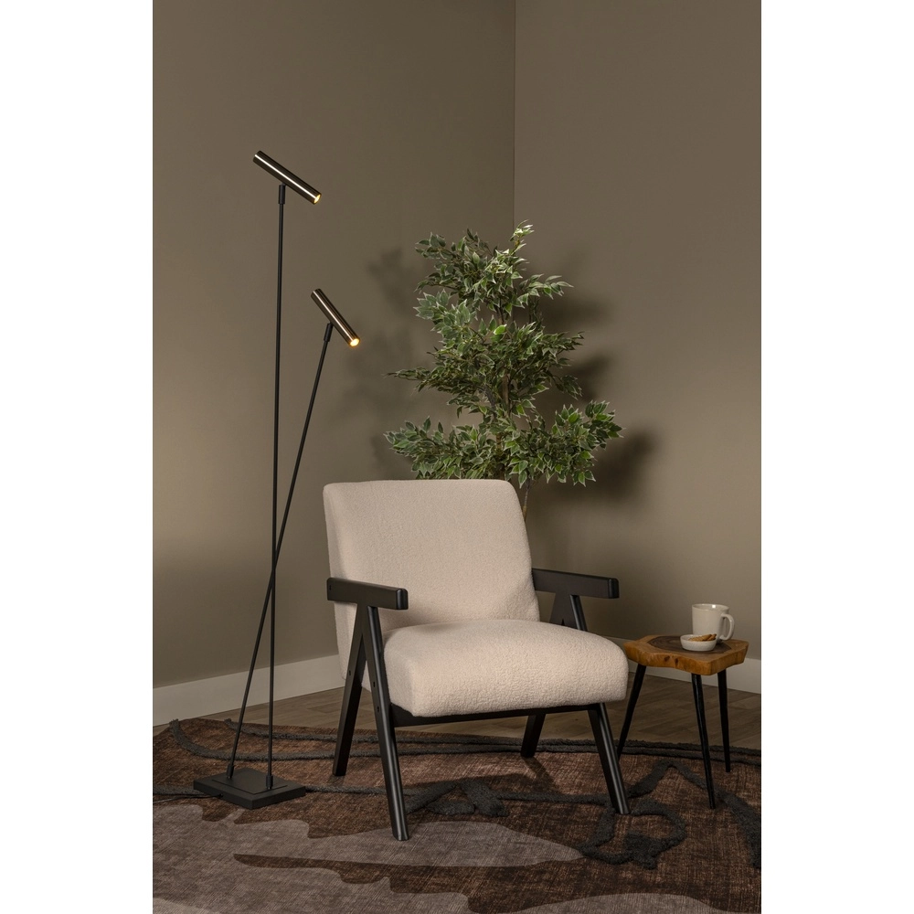 Lampe sur pied à deux lumières Duarte noir avec gris métal Lucide Vibes 5411212032195