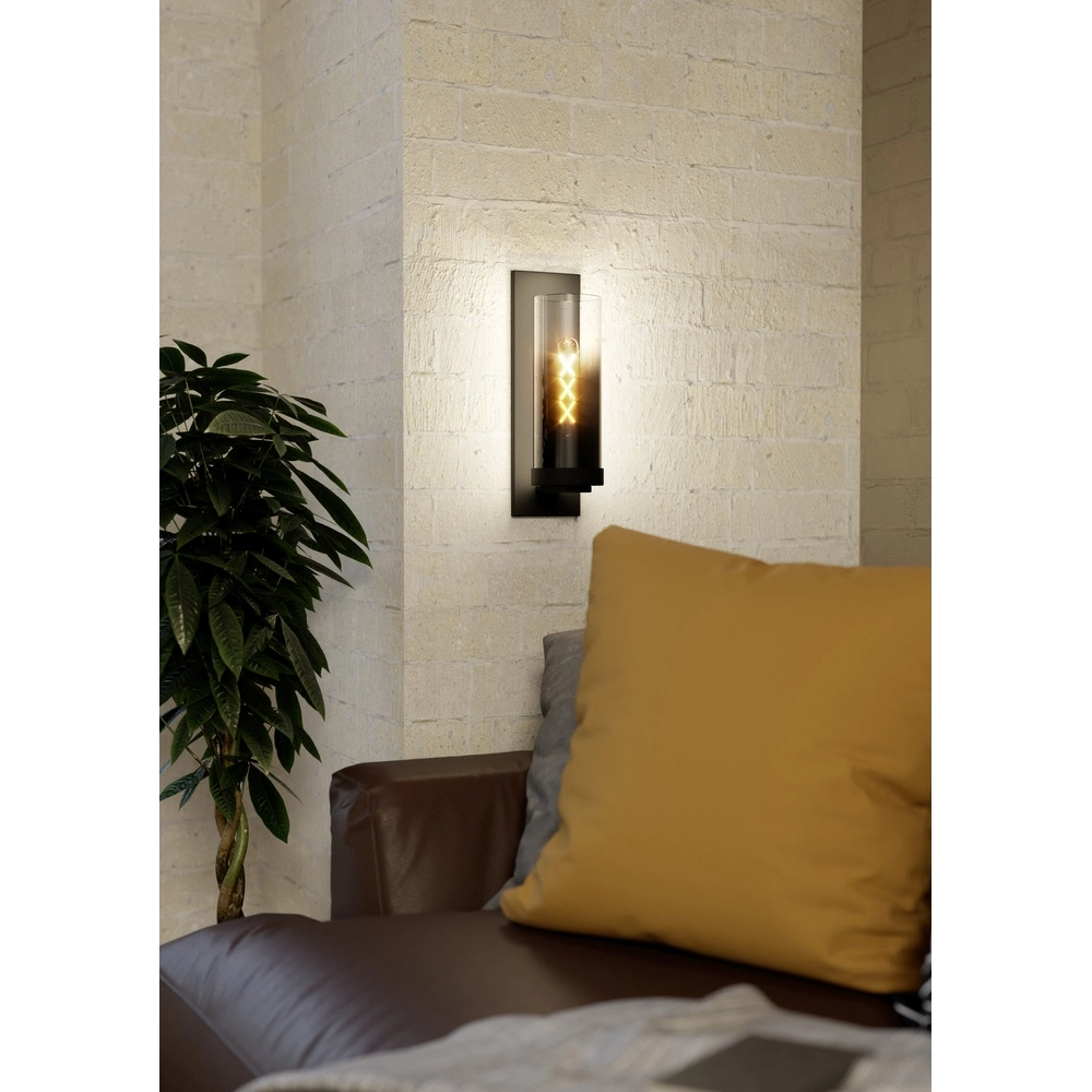 Lampe murale noire Toothill avec du verre fumé Eglo 9002759440039