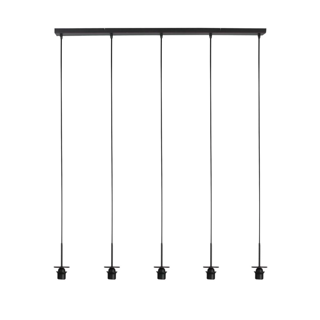 Lampe pendante à 5 lampes droite Ropex avec des cagoules en rotin Steinhauer 8712746183245