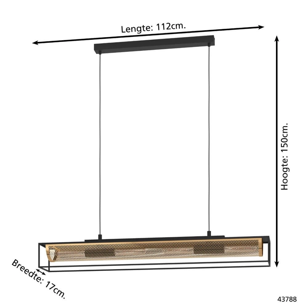 Lampe suspendue rurale Nohales noir avec de l'or Eglo 9002759437886