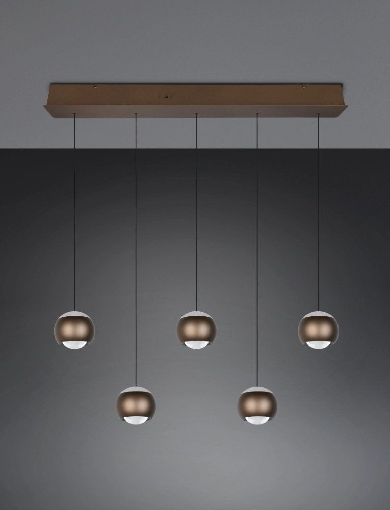 Suspension LED à 5 lumières Orbit Table à manger - Marron platine Trio 4017807686593