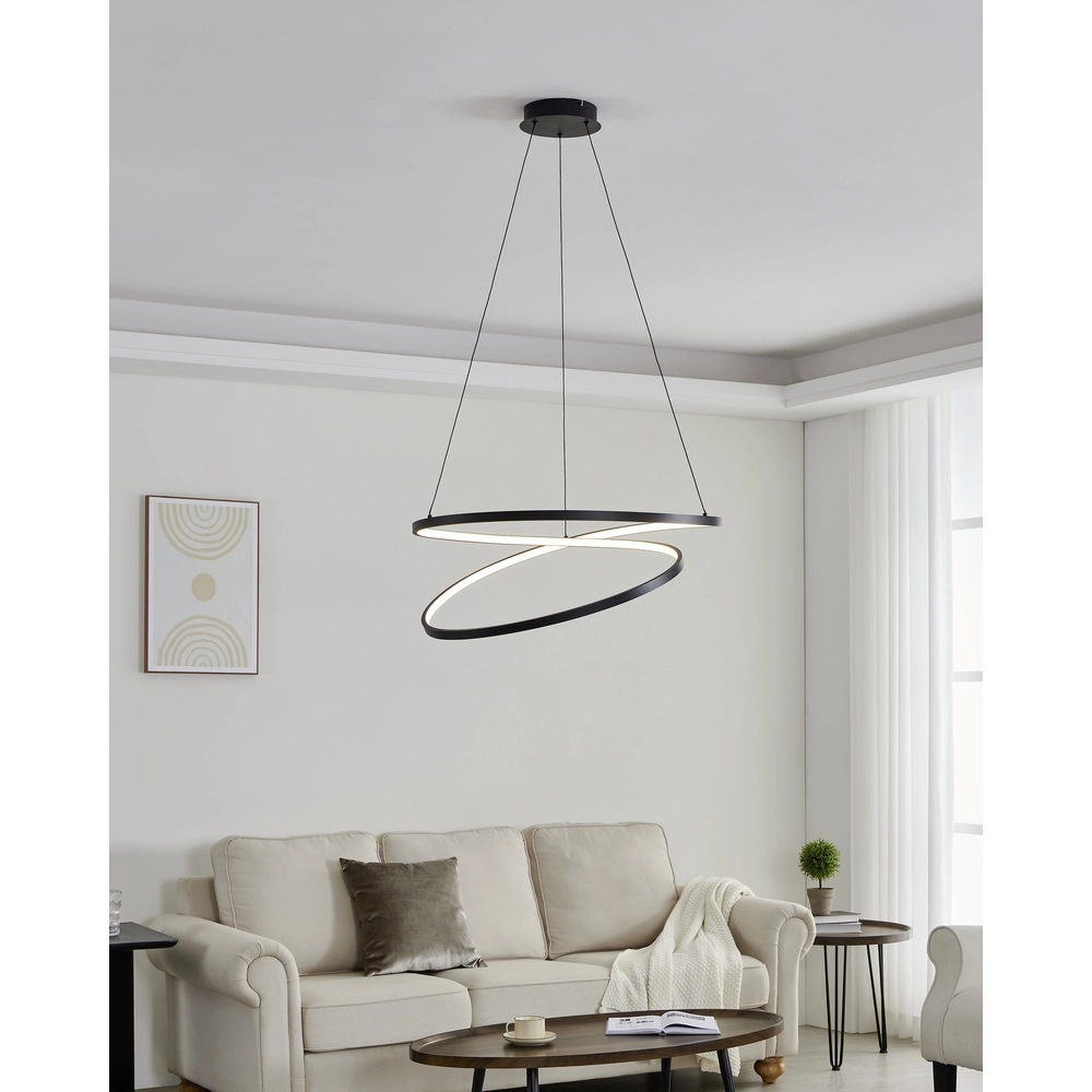 Ø Lumière suspendue LED de 70 cm Ruotale Noir Eglo 9008606303526