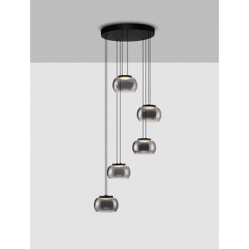 Suspension moderne Bios 5 lumières noir