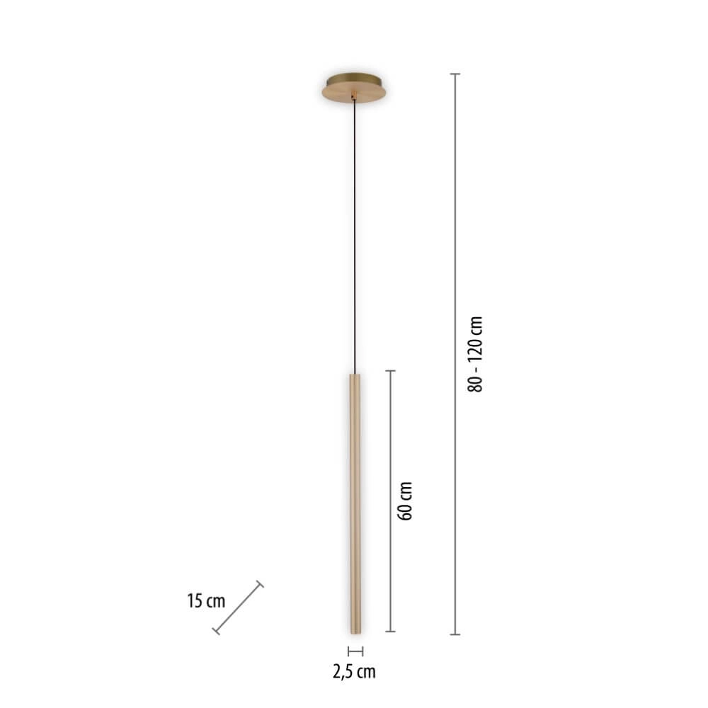 Lampe suspendue unique Flute 1 lumière en laiton Paul Neuhaus 4012248374740