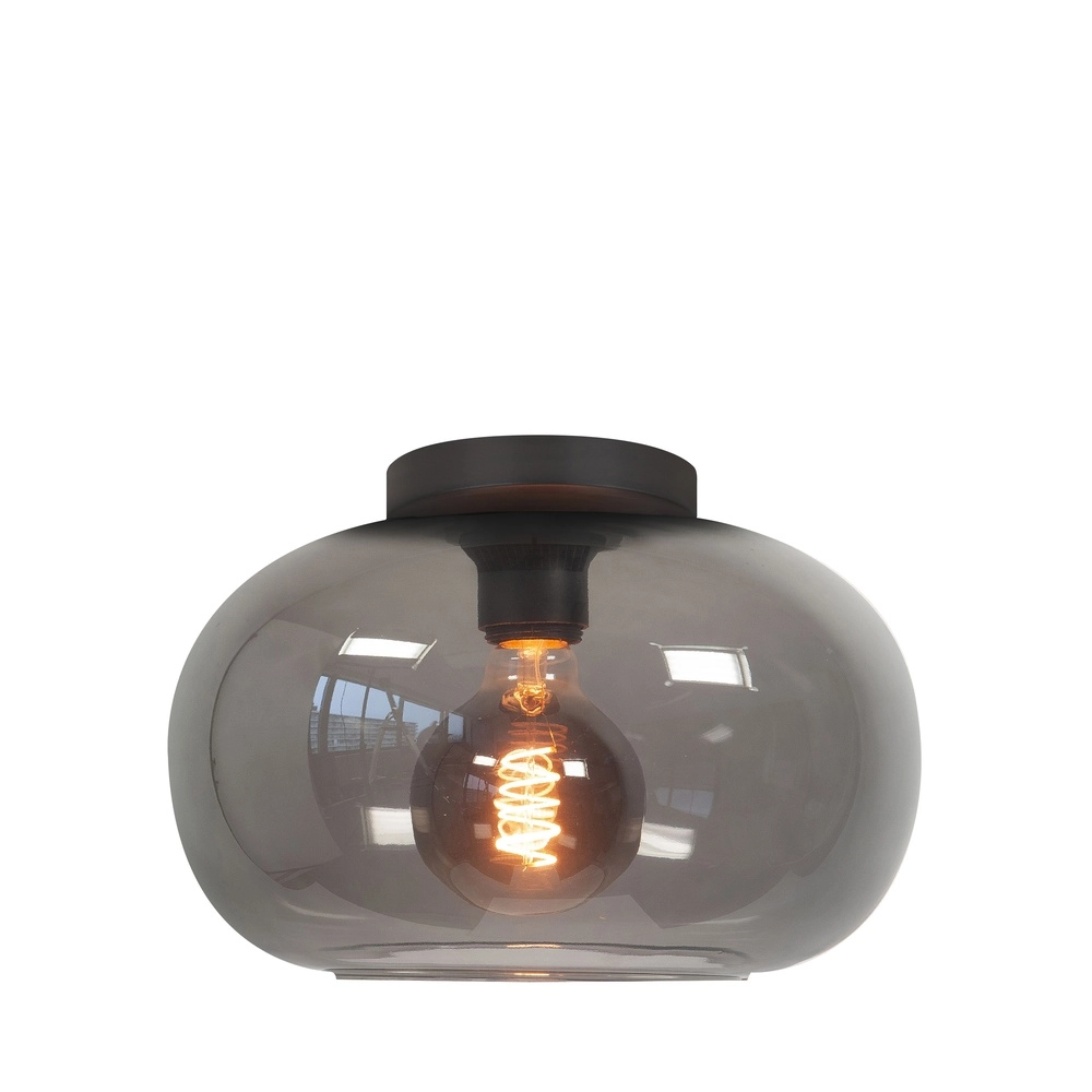 Plafonnier Bellini noir avec verre fumé Ø 31cm Plafonnier Bellini noir avec verre fumé Ø 31cm