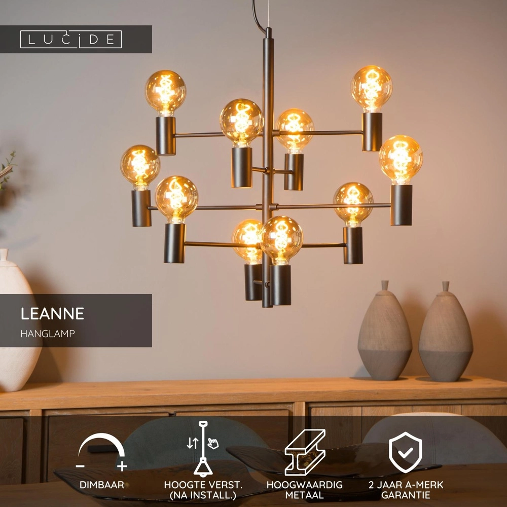 Lampe suspendue Leanne Noir à 10 lumières Lucide 5411212211101