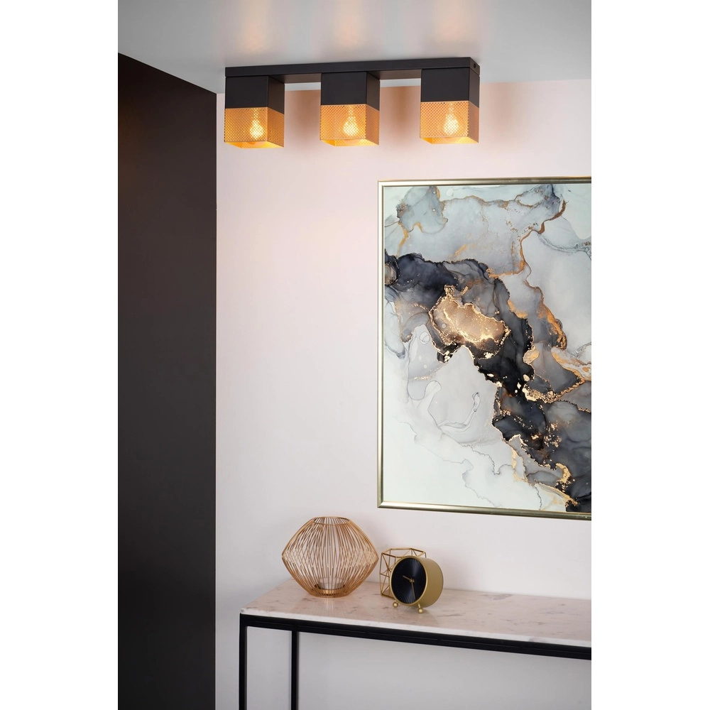 Lampe de plafond à design Renate 3 noir clair avec or Lucide 5411212211262